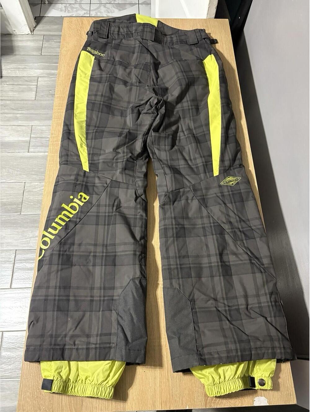 Columbia Snow Pants Small Gray Plaid Bugaboo Omni Tech Snowboard Ski Fleece